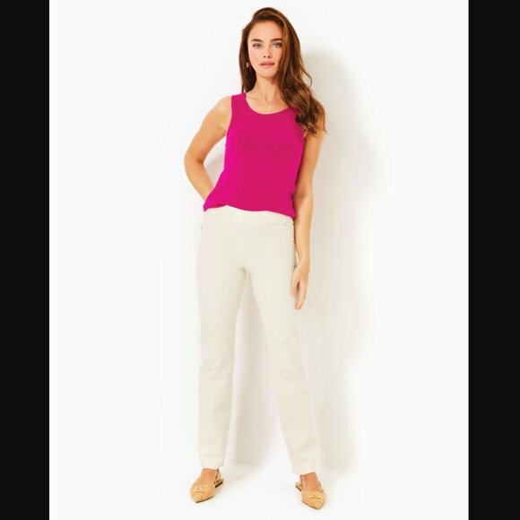 Lilly Pulitzer NEW NWT Women 8 Declynn High Rise Straight Leg Pants Creme Brulee - Picture 1 of 5
